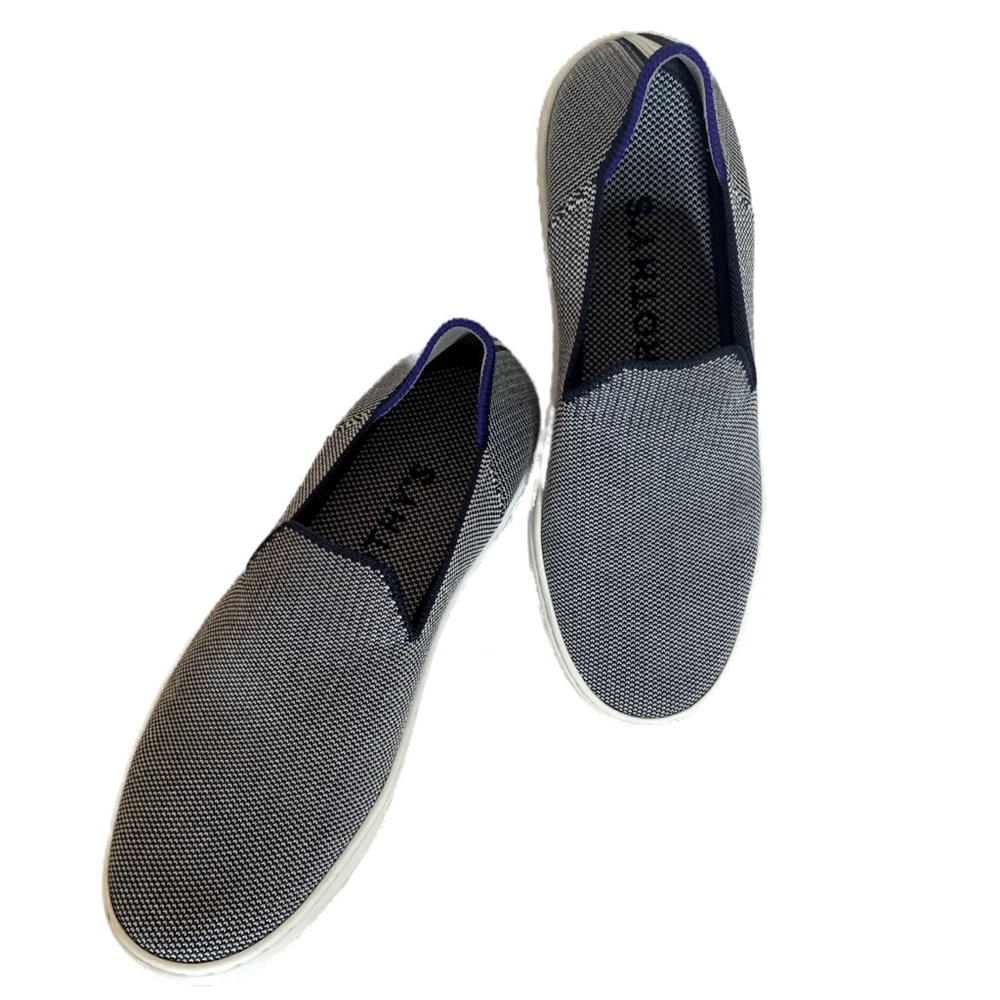 Rothys The Original Slip-On Sneaker Anchor Knit Blue Sz 6.5